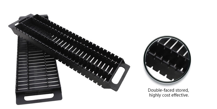 ZB-SMS-06D-02 Antistatic PCB Tray ESD Circulation Rack Shelf,  Storage Turnover Rack, Straight-Type 25 Slot, Black Rack